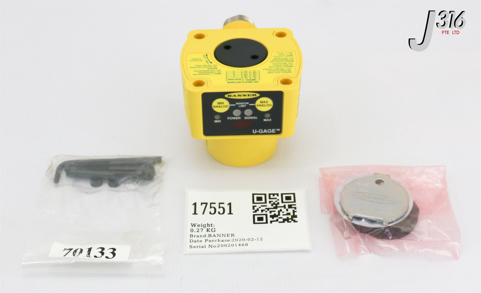 17551 BANNER U-GAGE 8 M RANGE CHEMICAL RESISTANT ULTRASONIC